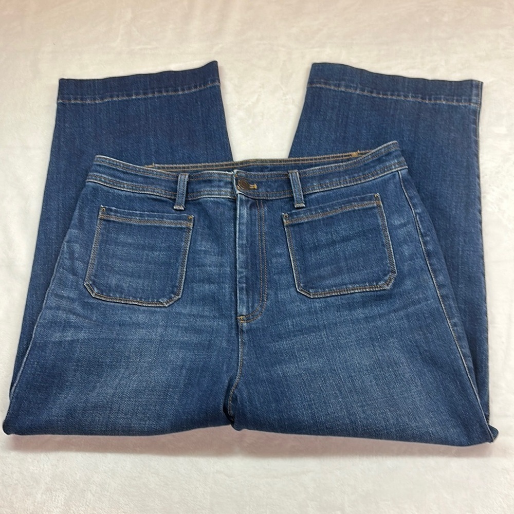 Talbots Flawless High-Waist Wise Crop Denim Patch Front Pocket Crop Jean Size 12 - Picture 2 of 11